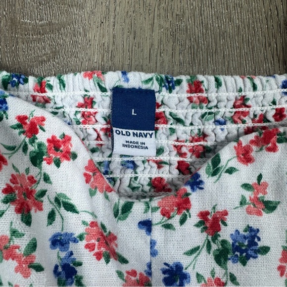 Old Navy Linen Blend Floral Midi Sundress Large Cottagecore Smocked Romantic - Picture 5 of 8